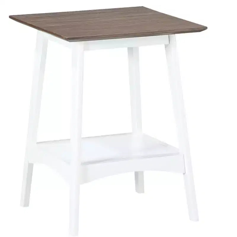 HomeStock 24 in.H White Color Rectangle Wood Table Top End Table 1 -piece
