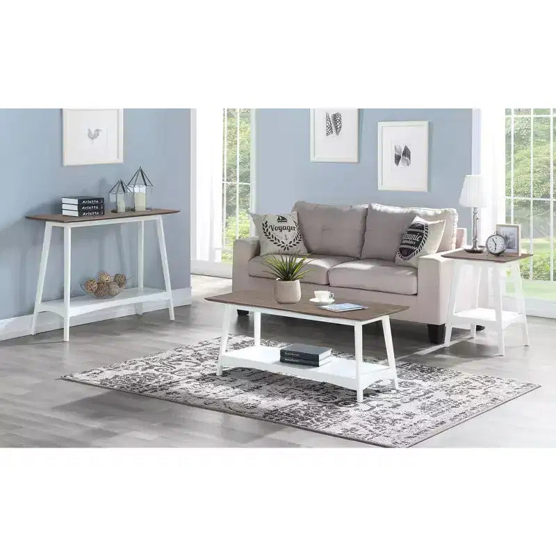 HomeStock 24 in.H White Color Rectangle Wood Table Top End Table 1 -piece