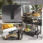 NAYSAYE Bar Serving Cart Outdoor Kitchen Island with Stainless Steel Top and Storage for Patio , Black, 48*24.4*33.1