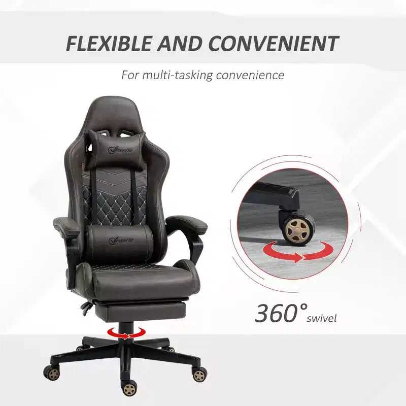Sedia da gaming Okak High-Back con poggiatesta, sedia da computer con supporto lombare e poggiapiedi, sedia da ufficio per studio e sala lettura