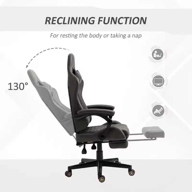 Sedia da gaming Okak High-Back con poggiatesta, sedia da computer con supporto lombare e poggiapiedi, sedia da ufficio per studio e sala lettura