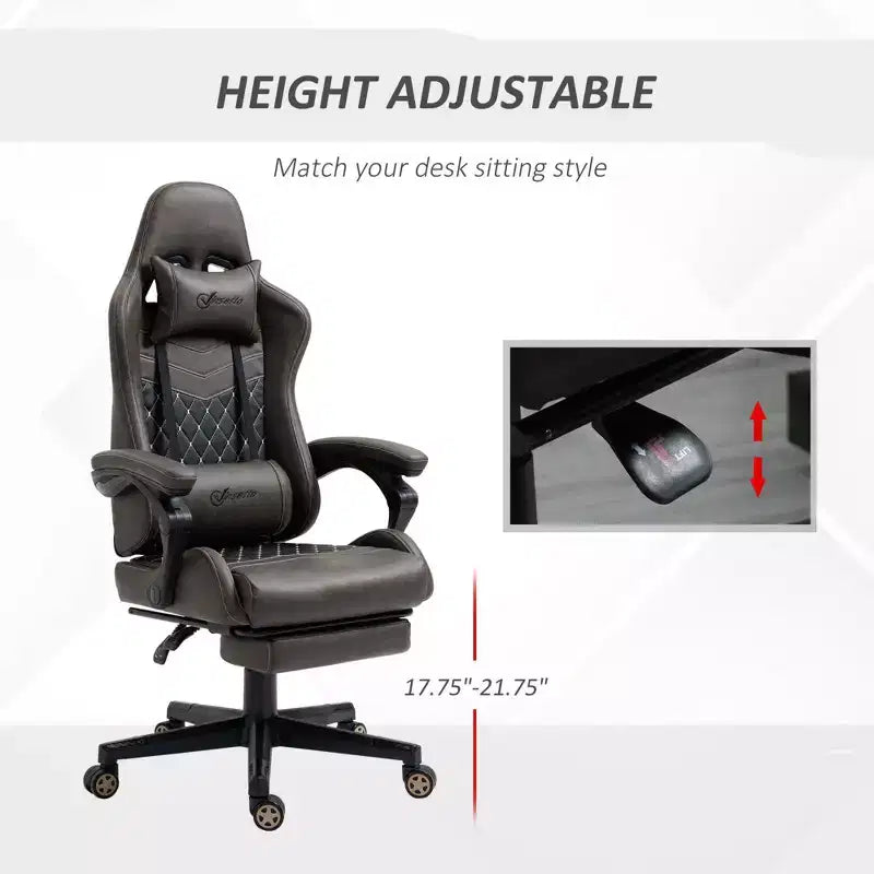 Sedia da gaming Okak High-Back con poggiatesta, sedia da computer con supporto lombare e poggiapiedi, sedia da ufficio per studio e sala lettura