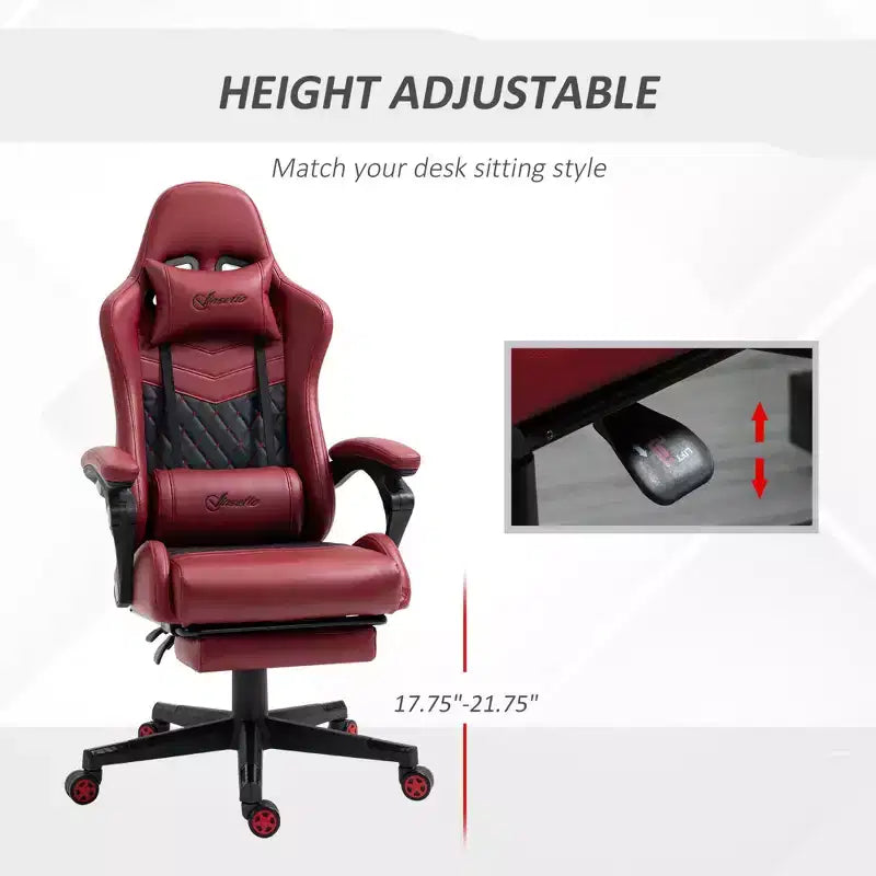 Sedia da gaming Okak High-Back con poggiatesta, sedia da computer con supporto lombare e poggiapiedi, sedia da ufficio per studio e sala lettura