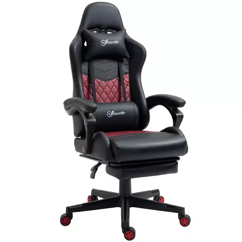 Sedia da gaming Okak High-Back con poggiatesta, sedia da computer con supporto lombare e poggiapiedi, sedia da ufficio per studio e sala lettura