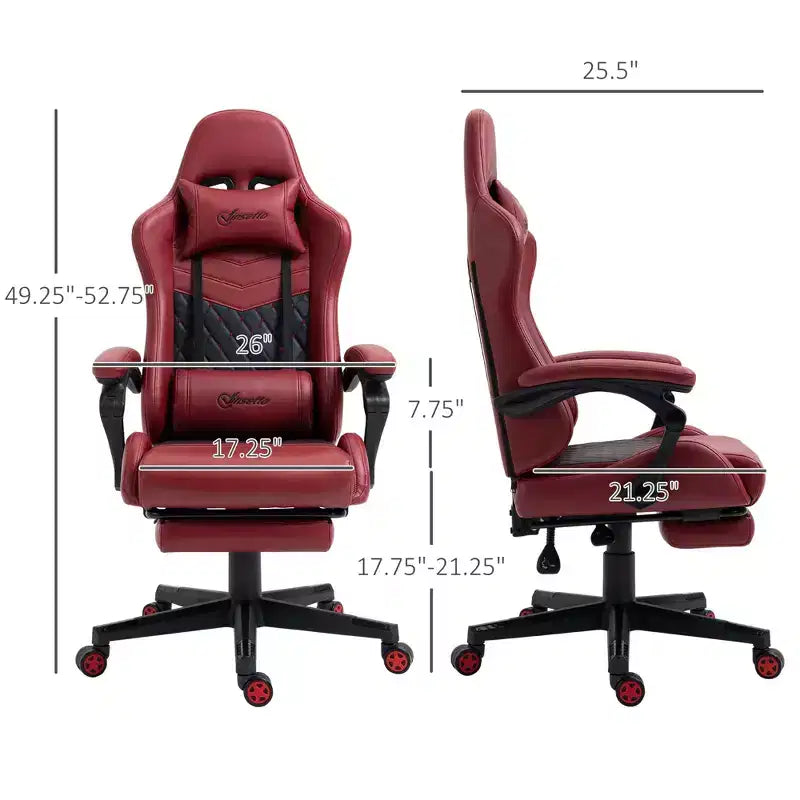 Sedia da gaming Okak High-Back con poggiatesta, sedia da computer con supporto lombare e poggiapiedi, sedia da ufficio per studio e sala lettura
