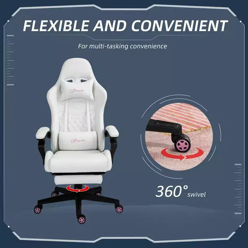 Sedia da gaming Okak High-Back con poggiatesta, sedia da computer con supporto lombare e poggiapiedi, sedia da ufficio per studio e sala lettura