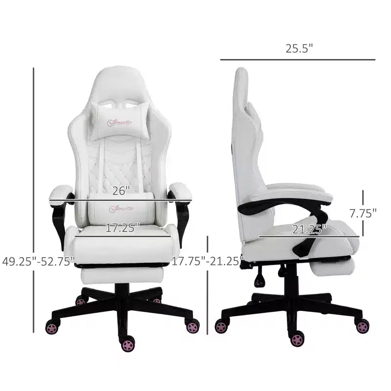 Sedia da gaming Okak High-Back con poggiatesta, sedia da computer con supporto lombare e poggiapiedi, sedia da ufficio per studio e sala lettura