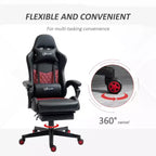 Sedia da gaming Okak High-Back con poggiatesta, sedia da computer con supporto lombare e poggiapiedi, sedia da ufficio per studio e sala lettura