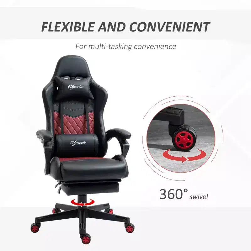 Sedia da gaming Okak High-Back con poggiatesta, sedia da computer con supporto lombare e poggiapiedi, sedia da ufficio per studio e sala lettura