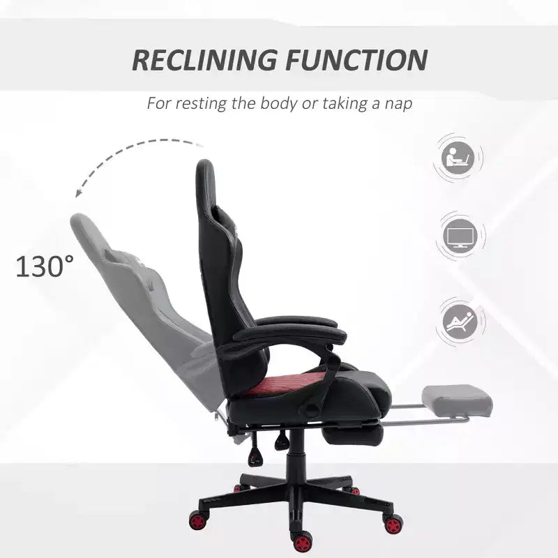 Sedia da gaming Okak High-Back con poggiatesta, sedia da computer con supporto lombare e poggiapiedi, sedia da ufficio per studio e sala lettura