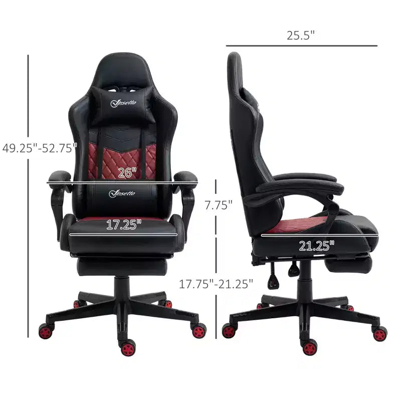 Sedia da gaming Okak High-Back con poggiatesta, sedia da computer con supporto lombare e poggiapiedi, sedia da ufficio per studio e sala lettura
