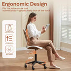 Sedia da scrivania ergonomica senza braccioli Bestier Bentwood per ufficio, comoda sedia da tavolo con supporto lombare, sedia da lavoro regolabile in altezza in pelle PU con ruote