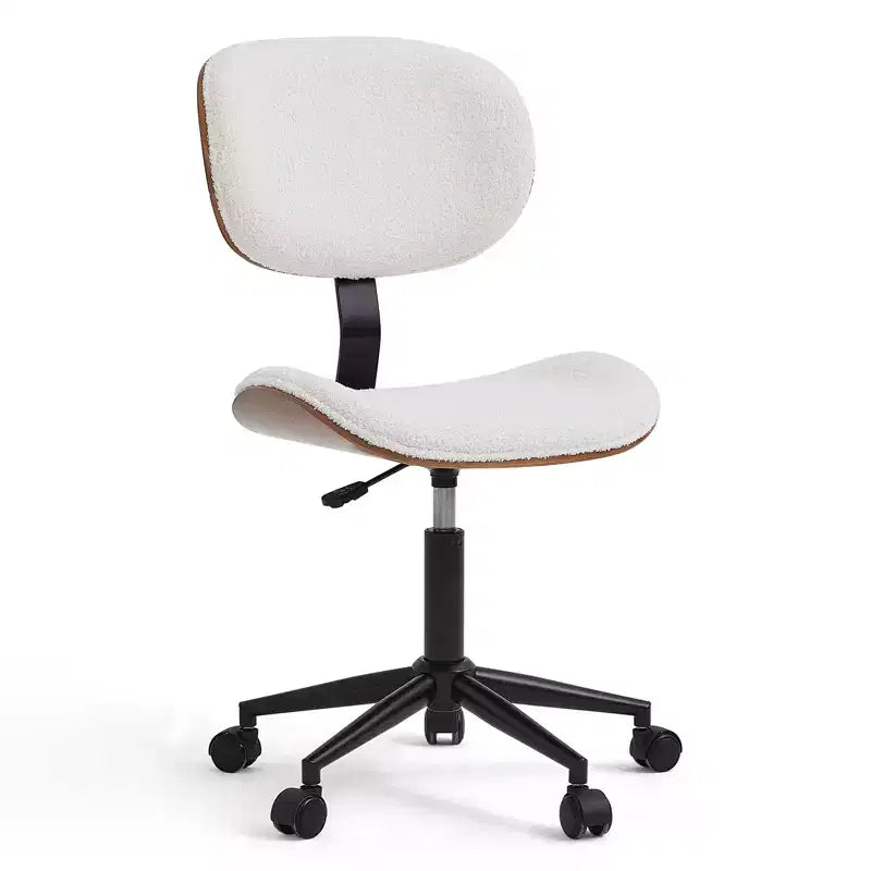 Sedia da scrivania ergonomica senza braccioli Bestier Bentwood per ufficio, comoda sedia da tavolo con supporto lombare, sedia da lavoro regolabile in altezza in pelle PU con ruote