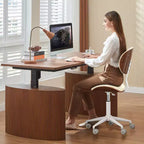 Sedia da scrivania ergonomica senza braccioli Bestier Bentwood per ufficio, comoda sedia da tavolo con supporto lombare, sedia da lavoro regolabile in altezza in pelle PU con ruote