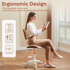 Sedia da scrivania ergonomica senza braccioli Bestier Bentwood per ufficio, comoda sedia da tavolo con supporto lombare, sedia da lavoro regolabile in altezza in pelle PU con ruote