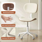 Sedia da scrivania ergonomica senza braccioli Bestier Bentwood per ufficio, comoda sedia da tavolo con supporto lombare, sedia da lavoro regolabile in altezza in pelle PU con ruote