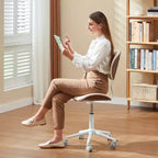 Sedia da scrivania ergonomica senza braccioli Bestier Bentwood per ufficio, comoda sedia da tavolo con supporto lombare, sedia da lavoro regolabile in altezza in pelle PU con ruote