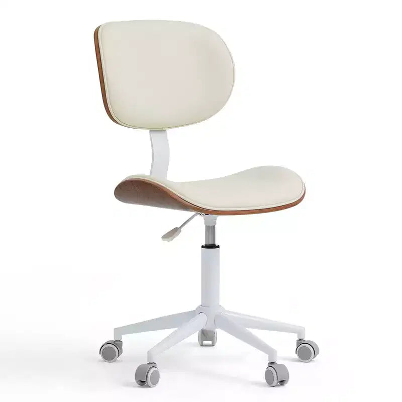 Sedia da scrivania ergonomica senza braccioli Bestier Bentwood per ufficio, comoda sedia da tavolo con supporto lombare, sedia da lavoro regolabile in altezza in pelle PU con ruote