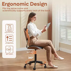 Sedia da scrivania ergonomica senza braccioli Bestier Bentwood per ufficio, comoda sedia da tavolo con supporto lombare, sedia da lavoro regolabile in altezza in pelle PU con ruote