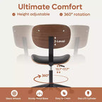 Sedia da scrivania ergonomica senza braccioli Bestier Bentwood per ufficio, comoda sedia da tavolo con supporto lombare, sedia da lavoro regolabile in altezza in pelle PU con ruote