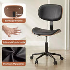 Sedia da scrivania ergonomica senza braccioli Bestier Bentwood per ufficio, comoda sedia da tavolo con supporto lombare, sedia da lavoro regolabile in altezza in pelle PU con ruote