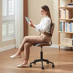 Sedia da scrivania ergonomica senza braccioli Bestier Bentwood per ufficio, comoda sedia da tavolo con supporto lombare, sedia da lavoro regolabile in altezza in pelle PU con ruote