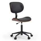 Sedia da scrivania ergonomica senza braccioli Bestier Bentwood per ufficio, comoda sedia da tavolo con supporto lombare, sedia da lavoro regolabile in altezza in pelle PU con ruote