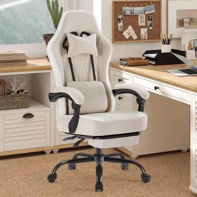 MAYEERTY Sedia da gaming per computer con supporto lombare Altezza regolabile Ruote girevoli a 360° Braccioli e poggiatesta inclusi