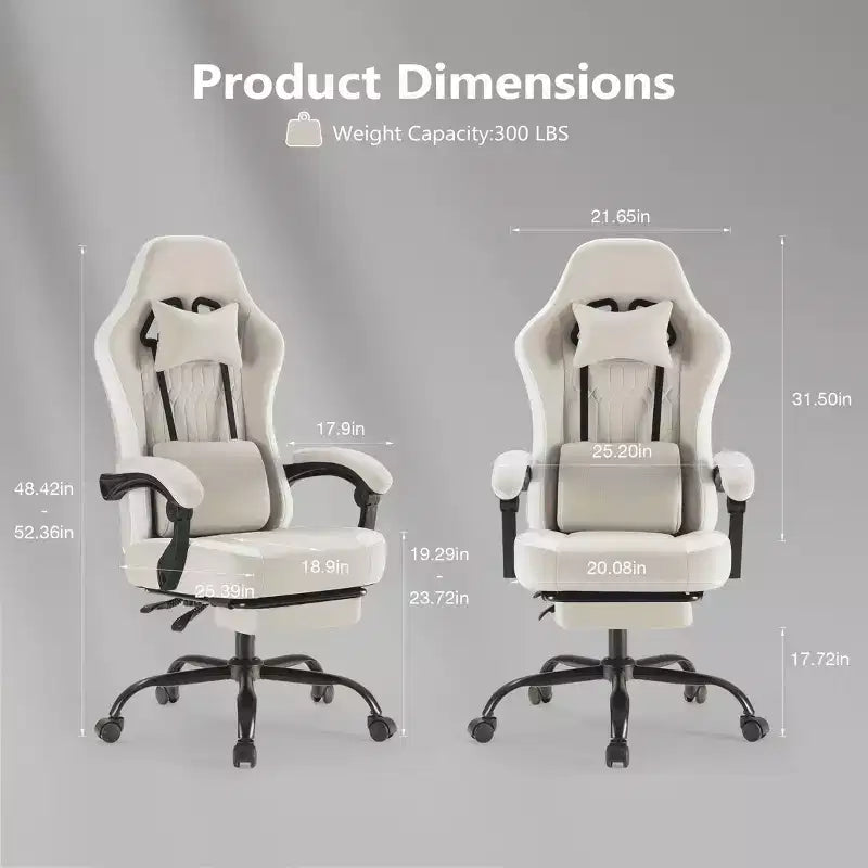 MAYEERTY Sedia da gaming per computer con supporto lombare Altezza regolabile Ruote girevoli a 360° Braccioli e poggiatesta inclusi