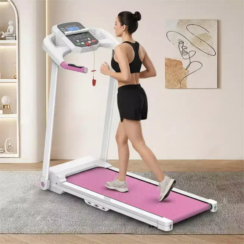 NAYSAYE Tapis Roulant Pieghevole 2.5HP Macchina da Corsa e Camminata per Casa con Nastro Spazioso per Esercizi, Bianco e Rosa, 47.64*24.8*45.67