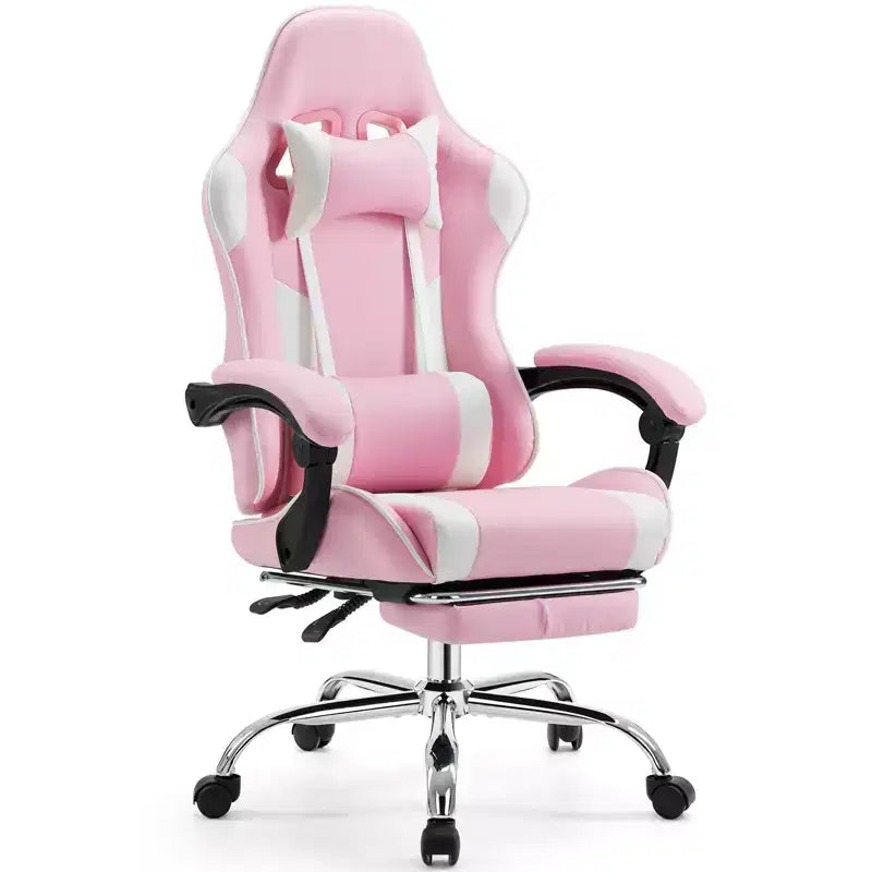 MAYEERTY Gaming Chair Video Game Desk Chair Ergonomic Computer with Footrest Comfy Lumbar Support PU Leather Recliner with Headrest Fixed Up Armrest