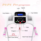 FYC Foldable Electric Treadmill for Home, 2.5HP Quiet 7.5 MPH with Heart Rate Sensor and LCD Display