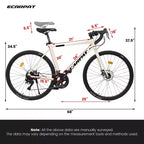 Bici da Corsa Whisen, Telaio Leggero in Alluminio, Freni a Disco, 16 Velocità, Accelerazione Rapida, Adatta per Uomini e Donne
