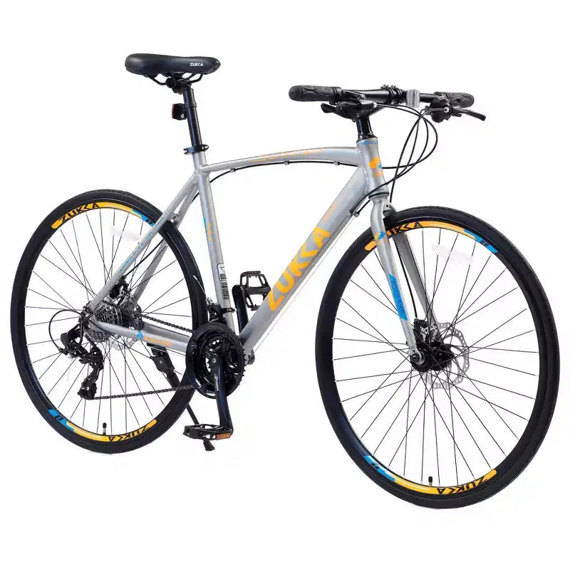 Bici ibrida Whisen 28 da adulto, bici da strada con cambio a 24 velocità, freni a disco
