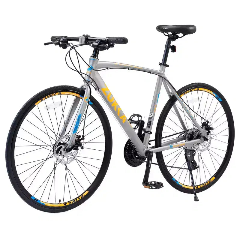 Bici ibrida Whisen 28 da adulto, bici da strada con cambio a 24 velocità, freni a disco