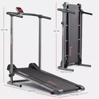 Tapis Roulant Manuale Pieghevole Salvaspazio Sunny Health & Fitness con Inclinazione Fissa, Tracciamento Bluetooth