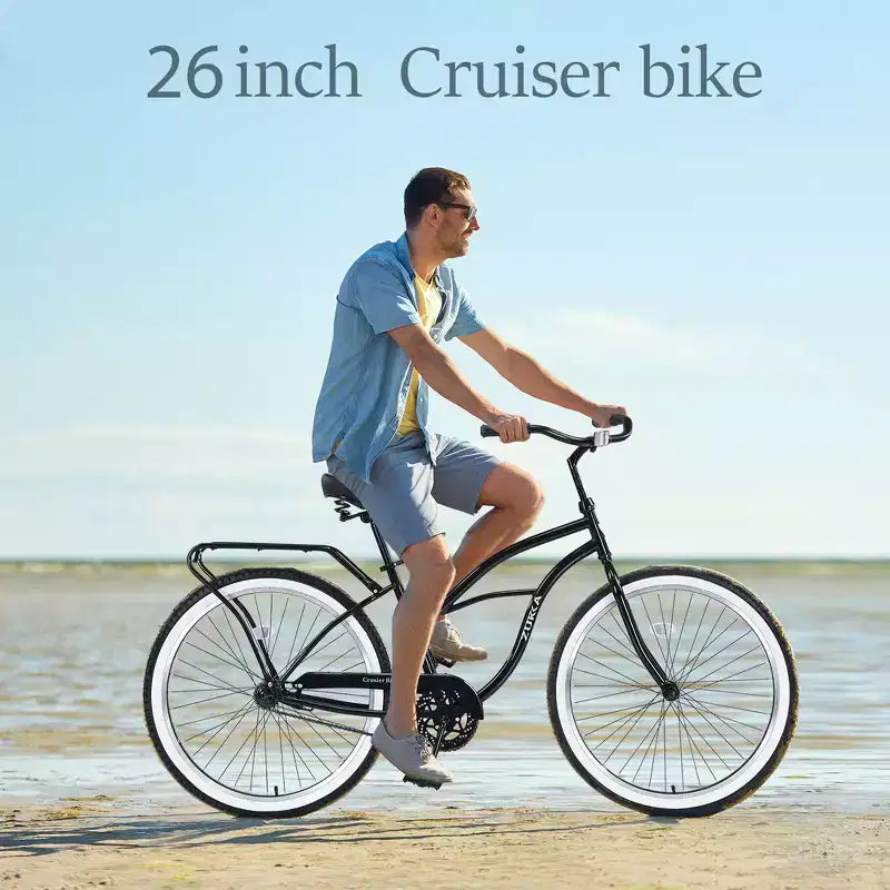 Bicicletta Whisen 26 da uomo, single speed con telaio in acciaio, ruote larghe per maggiore stabilità