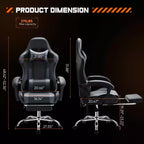 Okak Ergonomic Gaming Chair with Footrest and Lumbar Support, Computer Chair with Headrest and Armrest, Rolling Chair for Study, Office