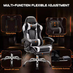 Okak Ergonomic Gaming Chair with Footrest and Lumbar Support, Computer Chair with Headrest and Armrest, Rolling Chair for Study, Office