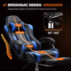 Okak Ergonomic Gaming Chair with Footrest and Lumbar Support, Computer Chair with Headrest and Armrest, Rolling Chair for Study, Office