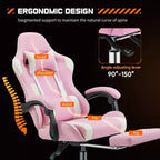 Okak Ergonomic Gaming Chair with Footrest and Lumbar Support, Computer Chair with Headrest and Armrest, Rolling Chair for Study, Office