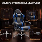 Okak Ergonomic Gaming Chair with Footrest and Lumbar Support, Computer Chair with Headrest and Armrest, Rolling Chair for Study, Office