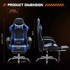 Okak Ergonomic Gaming Chair with Footrest and Lumbar Support, Computer Chair with Headrest and Armrest, Rolling Chair for Study, Office