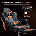 Okak Ergonomic Gaming Chair with Footrest and Lumbar Support, Computer Chair with Headrest and Armrest, Rolling Chair for Study, Office