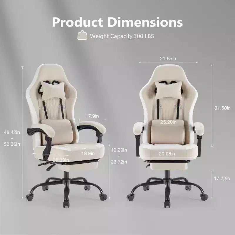 Sedia da ufficio ergonomica Okak con braccioli imbottiti, sedia da gaming con poggiapiedi e supporto lombare, sedia girevole con ruote per casa e ufficio