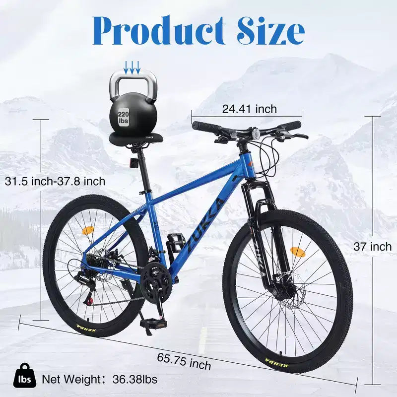 Mountain Bike Whisen 26 con sospensioni, cambio posteriore a 8 velocità, forcella, pneumatici KENDA, doppi freni a disco