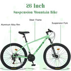 Mountain Bike Whisen 26 con sospensioni, cambio posteriore a 8 velocità, forcella, pneumatici KENDA, doppi freni a disco
