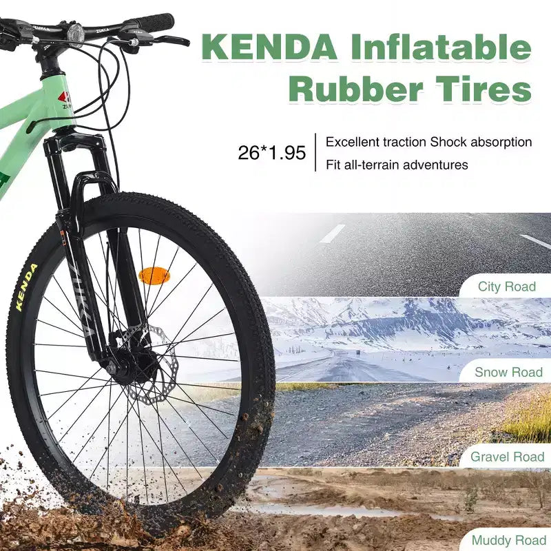 Mountain Bike Whisen 26 con sospensioni, cambio posteriore a 8 velocità, forcella, pneumatici KENDA, doppi freni a disco