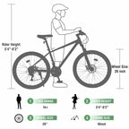 Mountain Bike Whisen 26 con sospensioni, cambio posteriore a 8 velocità, forcella, pneumatici KENDA, doppi freni a disco