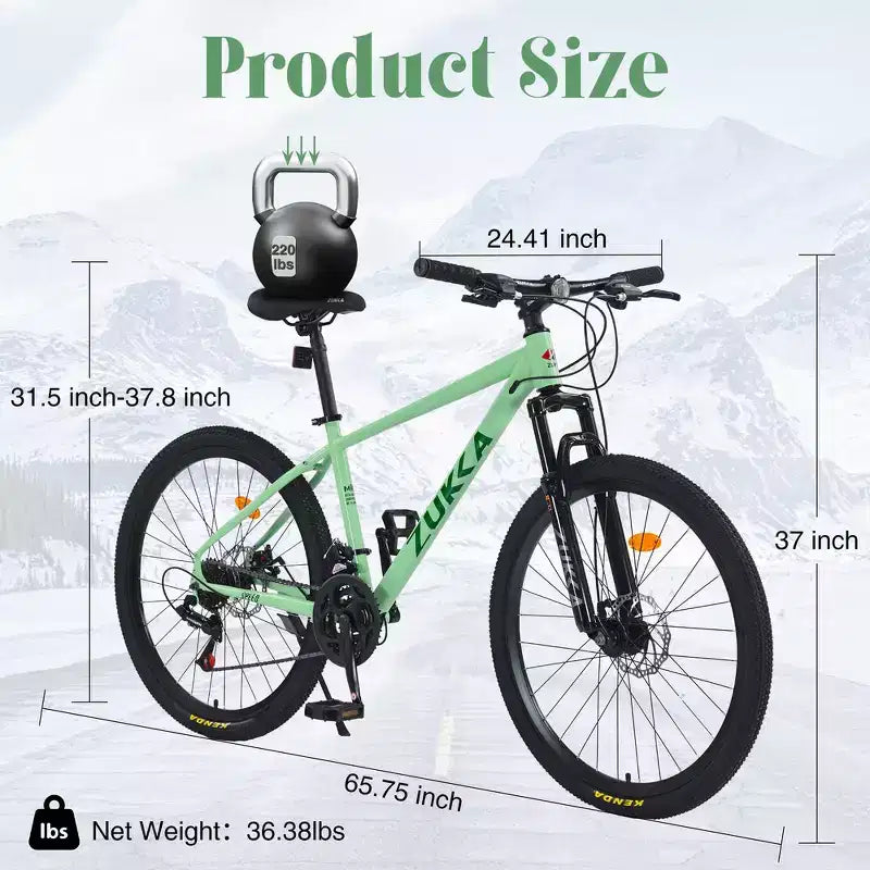 Mountain Bike Whisen 26 con sospensioni, cambio posteriore a 8 velocità, forcella, pneumatici KENDA, doppi freni a disco